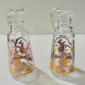 Artistic Glass Pitcher Set with Gold and Purple Design
